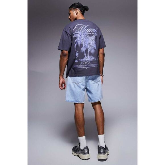 ASOS DESIGN Miami Beach Club Oversized Palm Tree Graphic Tee Streetwear Vibe~NEW - Picture 4 of 8